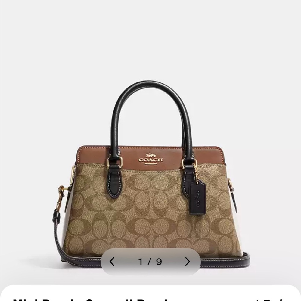 Coach small Darcy carryall in Khaki signature canvas with IM gold hardware